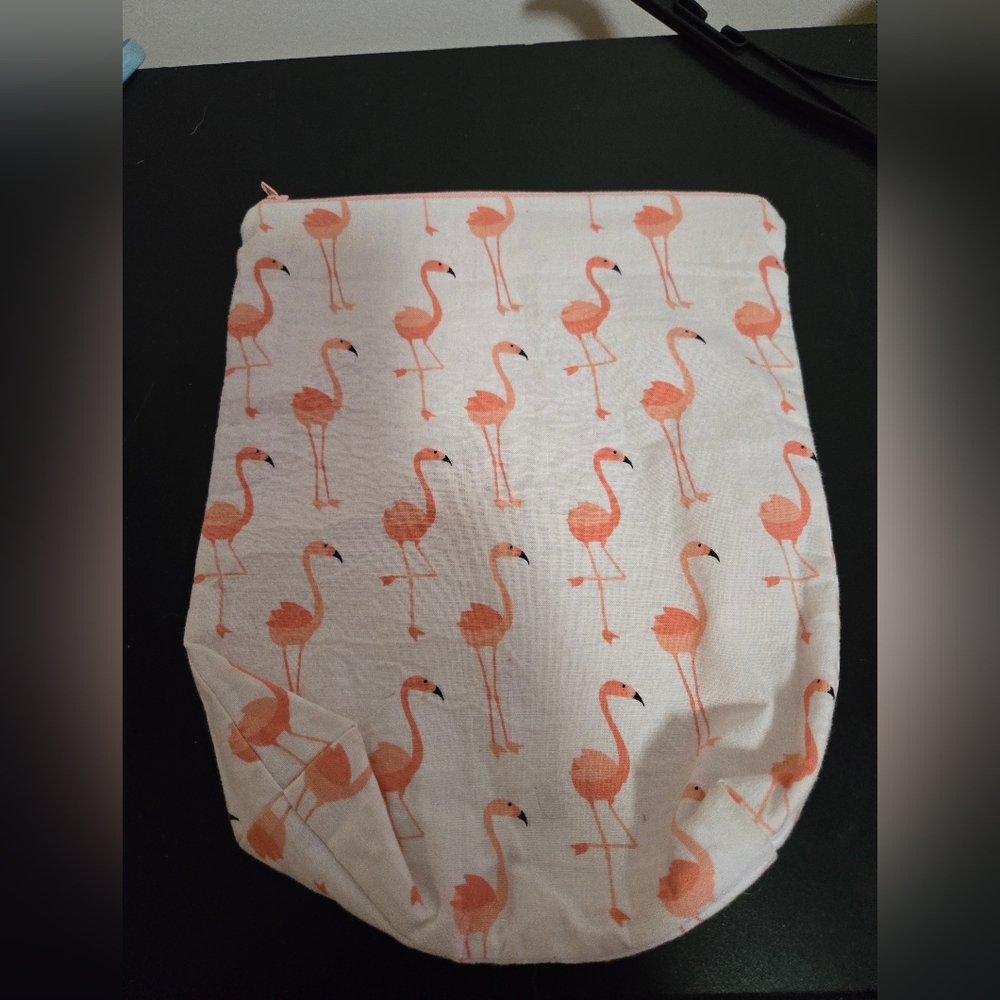 Flamingo Print Drawstring Bag